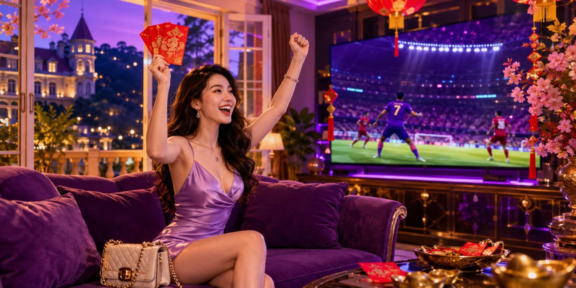 Khung cảnh Đà Lạt với đèn lồng trang trí và người dùng trải nghiệm cá cược thể thao